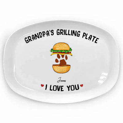 Made With Love & Dad’s BBQ Skills - Personalized Platter, Happy Father's Day Gift, BBQ Lover Gift For Dad, Grill Master Daddy Birthday Gifts
