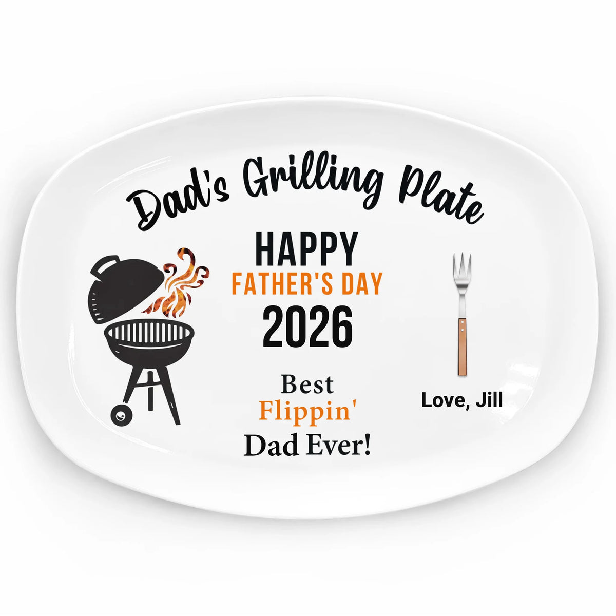 Best Flippin' Dad Ever Father's Day 2026 - Personalized Platter, Gift For Dad, Father's Day 2026, Grill Plate Gift From Kids, Papa Gift, Daddy 2026, Grandpa Plate