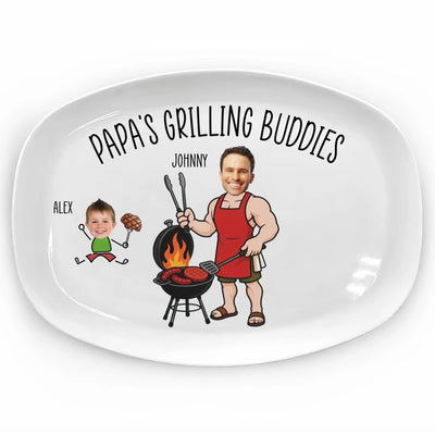 Daddy's Grilling Buddies - Personalized Platter, Gift For Dad, Father's Day Gift For Husband, Grandpa BBQ Platter