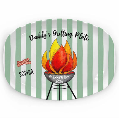 Burnin’ Meat & Making Memories - Personalized Platter, Grilling Gift for Dad/Grandpa, Father's Day Gift