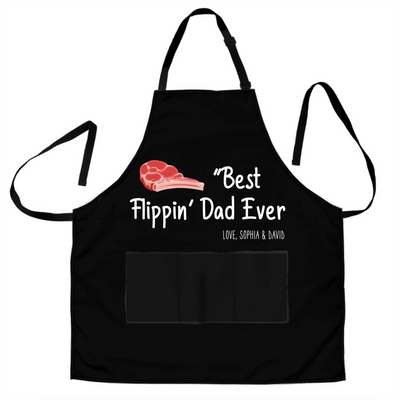 Best Flippin' Dad Ever Grilling Plate - Personalized Apron, Grilling Gift For Dad/Grandpa, Father's Day Gift