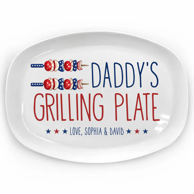 Stars, Stripes & Steaks With Daddy - Personalized Platter, Gift For Dad, Daddy’s All-American Grilling Plate, BBQ Lovers Gift, BBQ Gift For Dad, Father's Day, Birthday Gift