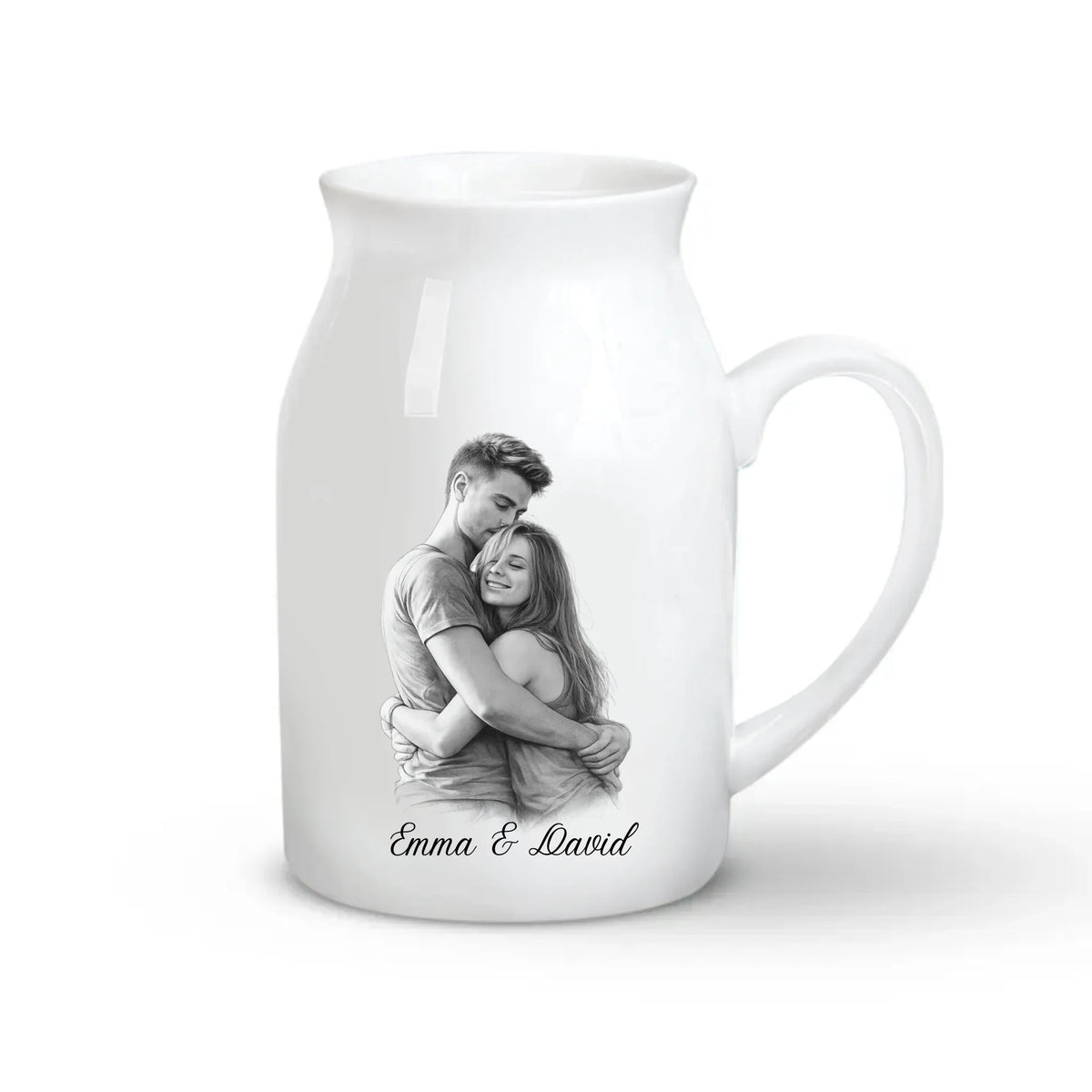 Couple You &amp; Me We Got This - Personalized Flower Vase, Line Portrait Flower Vase, Flower Vase With Couple Photo Drawing, Wedding Anniversary Gift For Her