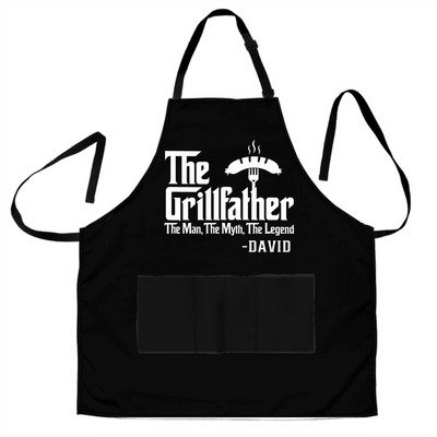 The Grillfather - Personalized Apron, For Dad Grandpa, Fathers Day Gift BBQ Grilling Apron From Kids