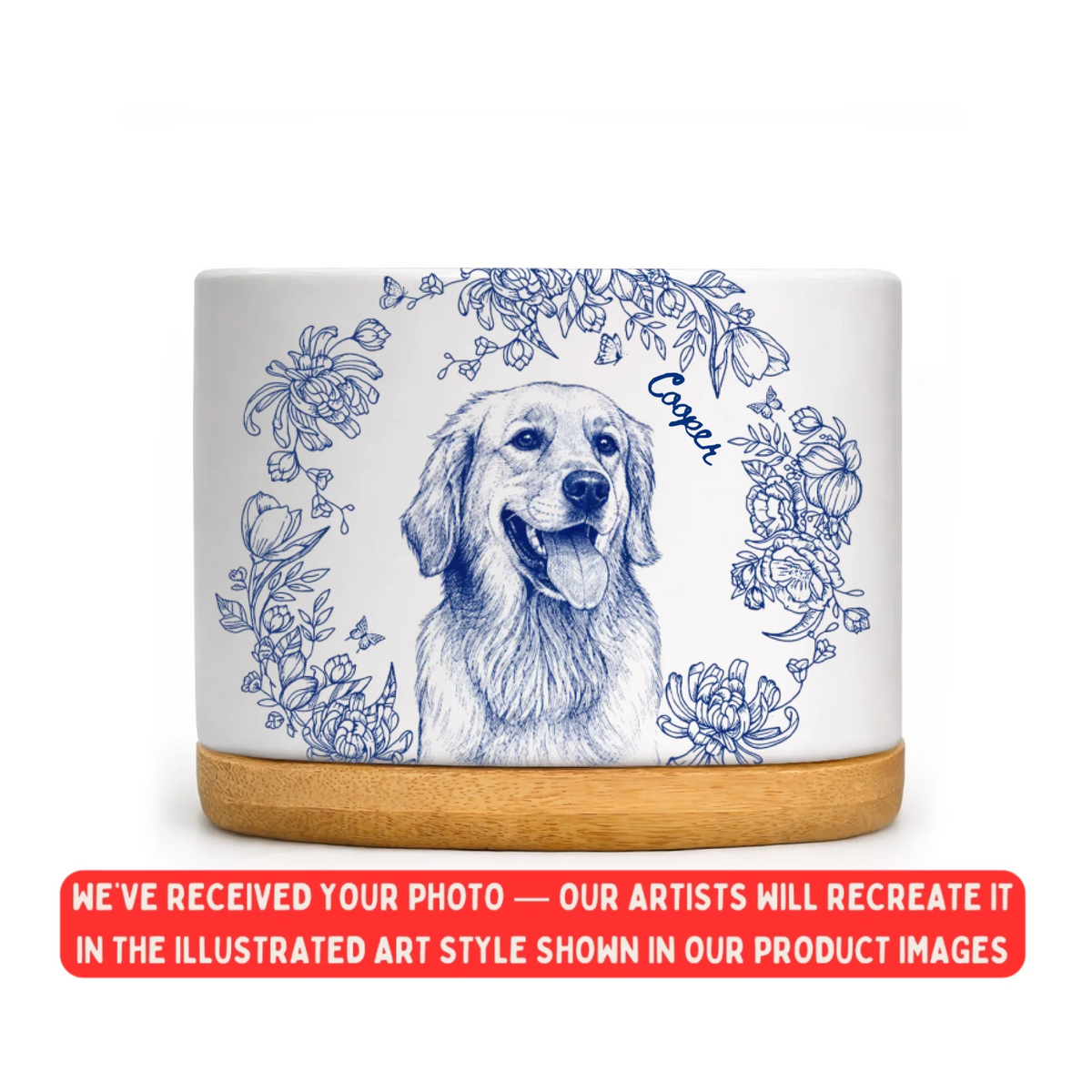 My Favorite Hello Every Day - Personalized Plant Pot, Drawing Pet Portrait From Photo, Gift For Pet Lovers