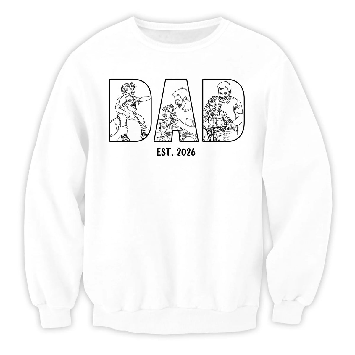 Dad, Our Everyday Hero - Personalized T-Shirt, Custom Dad Shirt Father's Day Gifts, Photo Line Art Shirt For Dad, Gift For Husband