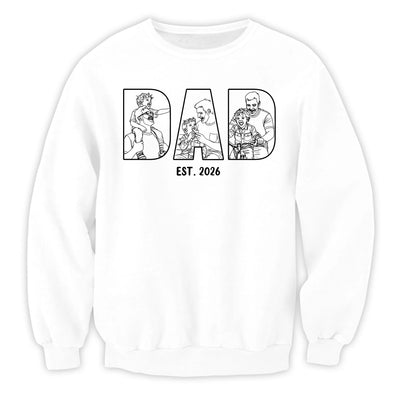 Dad, Our Everyday Hero - Personalized T-Shirt, Custom Dad Shirt Father's Day Gifts, Photo Line Art Shirt For Dad, Gift For Husband
