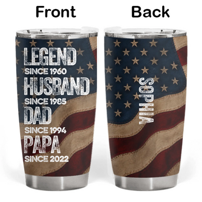 American Legend Husband Dad Papa - Personalized Tumbler, Gift For Dad, Father's Day Gift, American Dad Gift, Birthday Gift For Him