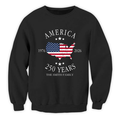 America 250th Anniversary - Personalized Shirt, 4th July Tee, USA 250th Anniversary Custom Family Name Shirts