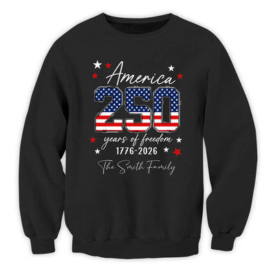USA 250th Anniversary - Personalized Shirt, 4th July Tee, USA 250th Anniversary Custom Family Name Shirts