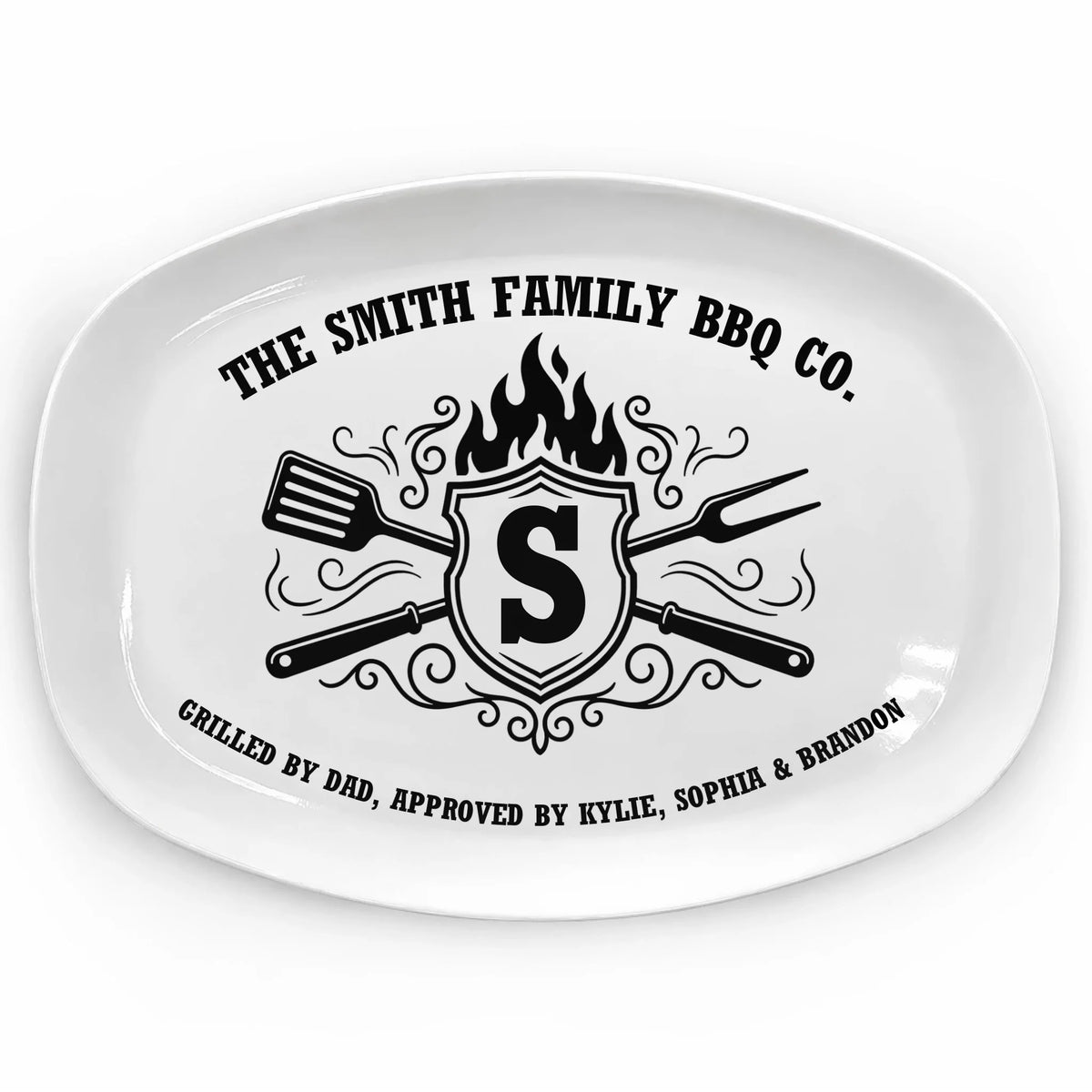 Grilled By Dad, Approved By Kids - Personalized Platter, Father's Day Gift, Grill Dad, BBQ Co Serving Tray, Father’s Day Gift, Grill Master Gift From Kids