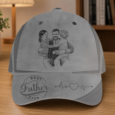 The Best Daddy Ever - Personalized Classic Cap, Gift For Dad, Drawing Portrait From Photo, Father's Day, Birthday Gifts For Dad, Grandpa
