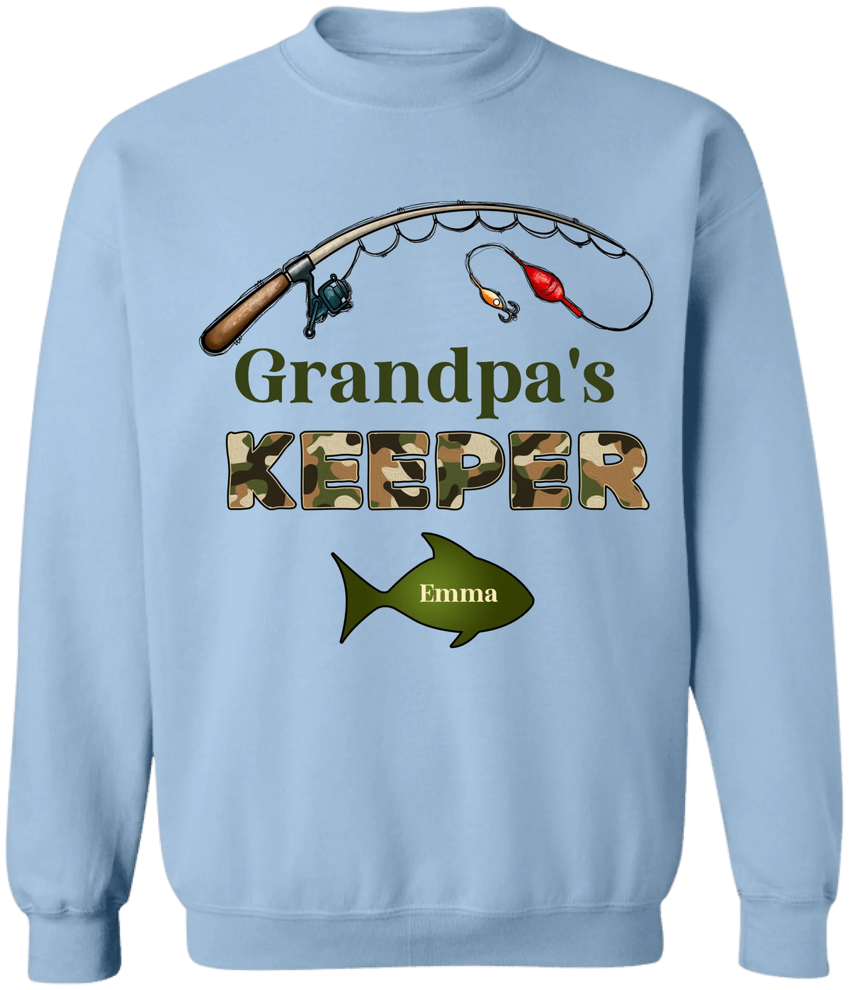 Grandpa‘s Keepers Camouflage Pattern Fishing Personalized T-Shirt, Gift For Dad And Kids, Fishing Dad T-Shirt