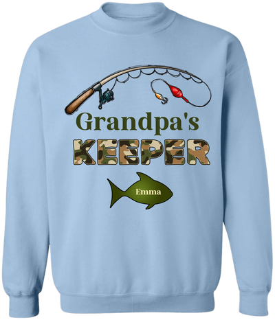 Grandpa‘s Keepers Camouflage Pattern Fishing Personalized T-Shirt, Gift For Dad And Kids, Fishing Dad T-Shirt