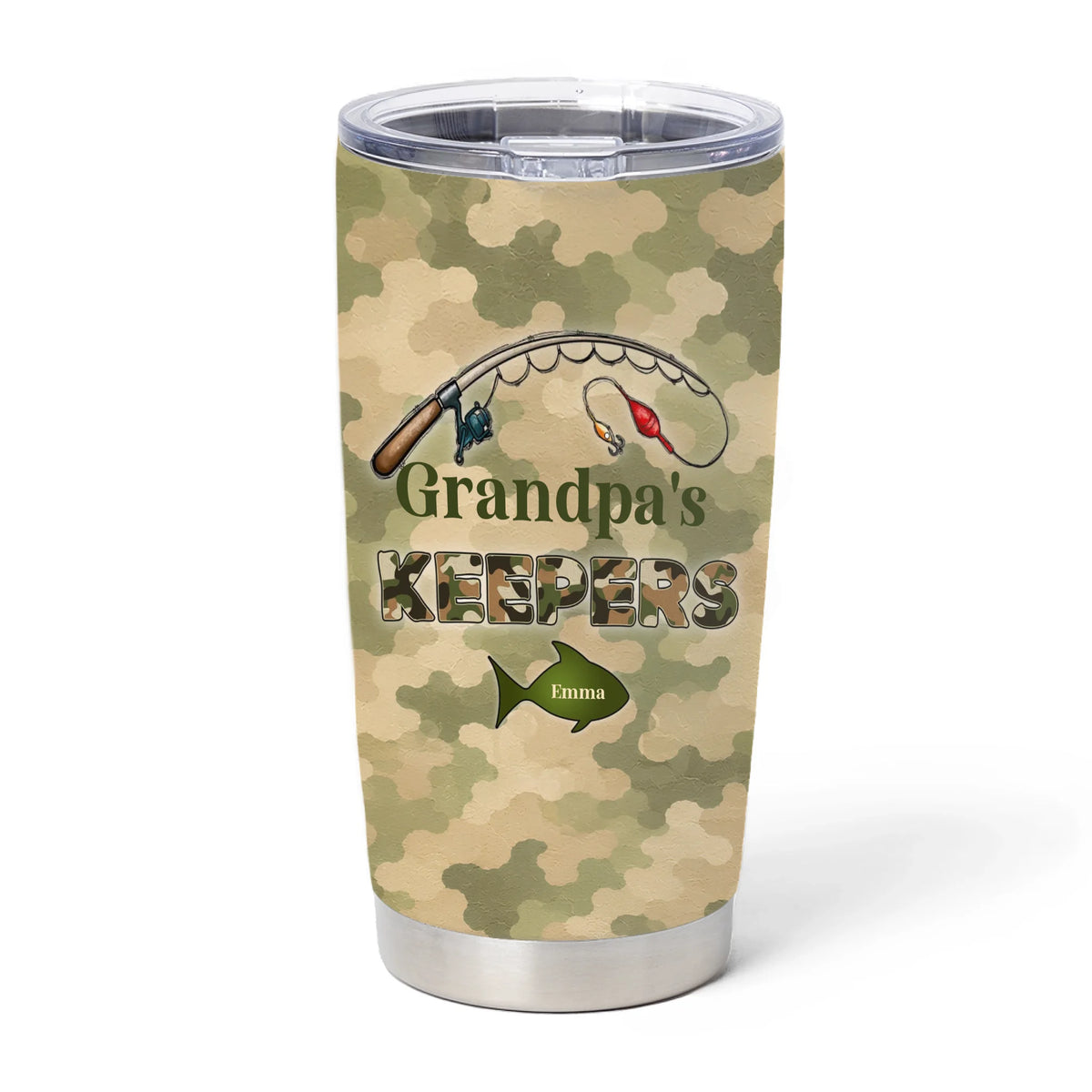 Grandpa‘s Keepers Camouflage Fishing - Personalized Tumbler, Gift For Dad And Kids, Fishing Dad Gift