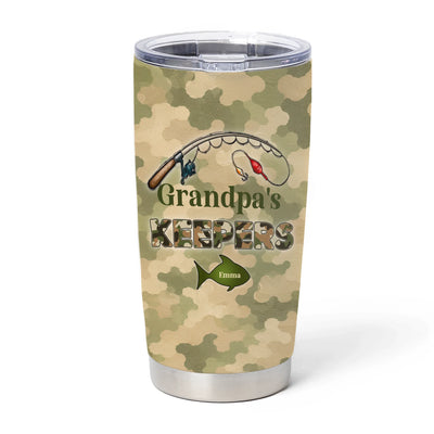Grandpa‘s Keepers Camouflage Fishing - Personalized Tumbler, Gift For Dad And Kids, Fishing Dad Gift