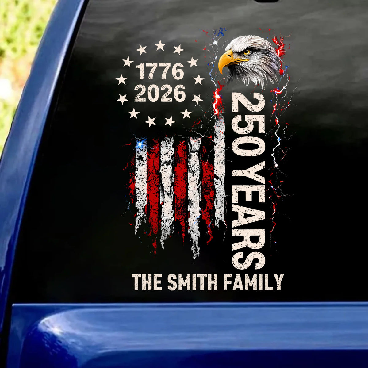 Patriotic Bald Eagle, American Flag - Personalized Decal, 250 Years Anniversary, USA Anniversary Gift