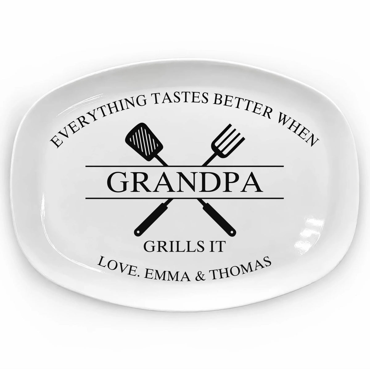 Daddy's Secret Ingredient Is Love - Personalized Platter, BBQ Dad Gift, Custom Family Platter, Gift From Kids For Dad