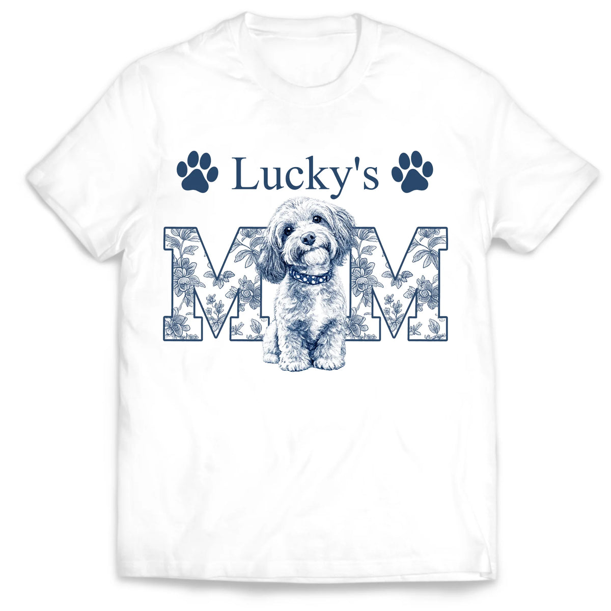 Vintage Toile De Jouy Dog Mom - Personalized Shirt, Custom Pet Art Gift, Puppy Mom T-Shirt