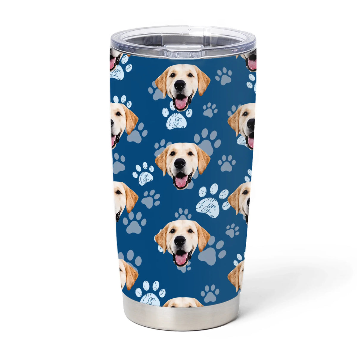 Every Sip Comes With A Tail Wag - Personalized Tumbler, Custom Pet Face Travel Tumbler, Dog Lover Gift