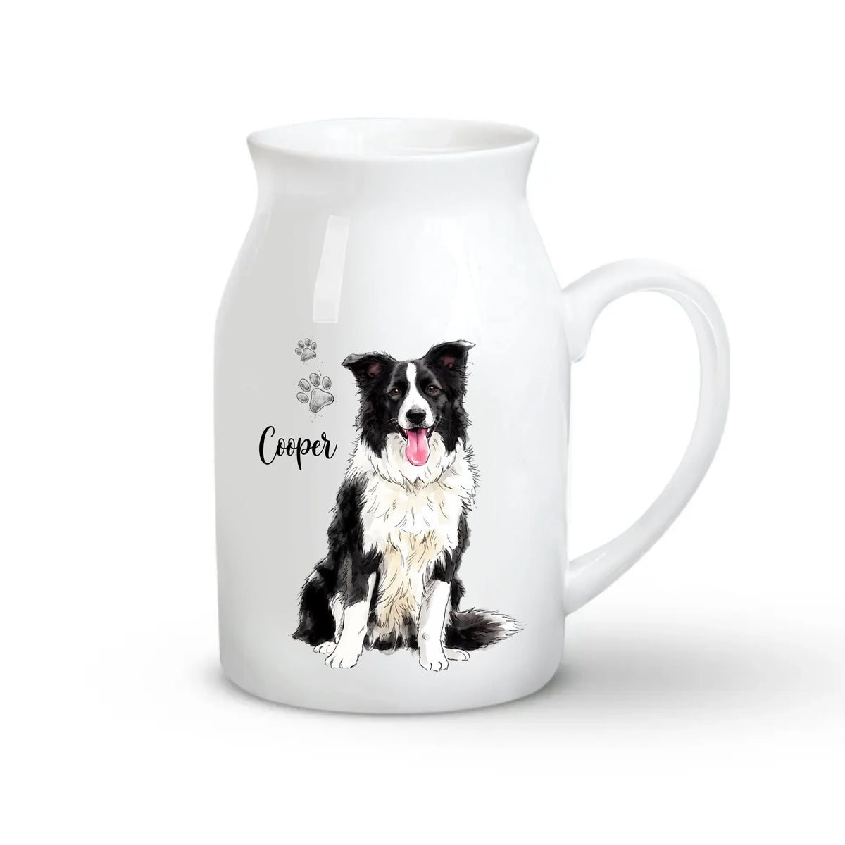Powered By Unconditional Love - Personalized Flower Vase, Pet Watercolor Art Flower Vase, Pet Lover Gift, Dog Memorial Gift, Cat Keepsake Gift