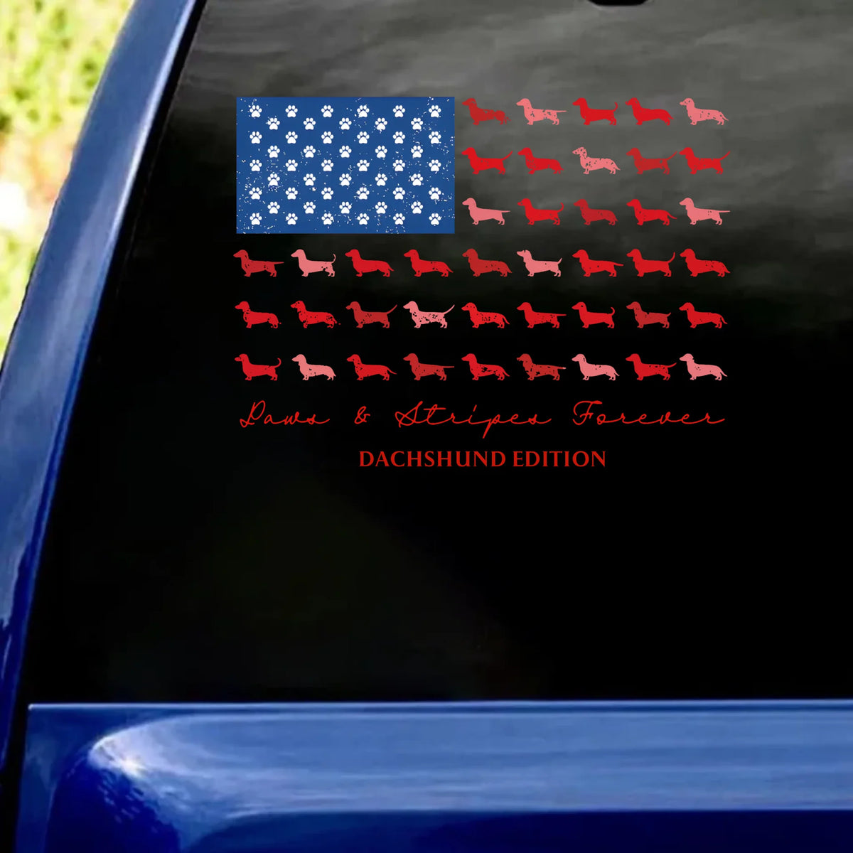 Paws Stripes Forever - Personalized Decal, Dachshund Lovers 4th Of July Gift, USA Dog Lovers July 4th Gift