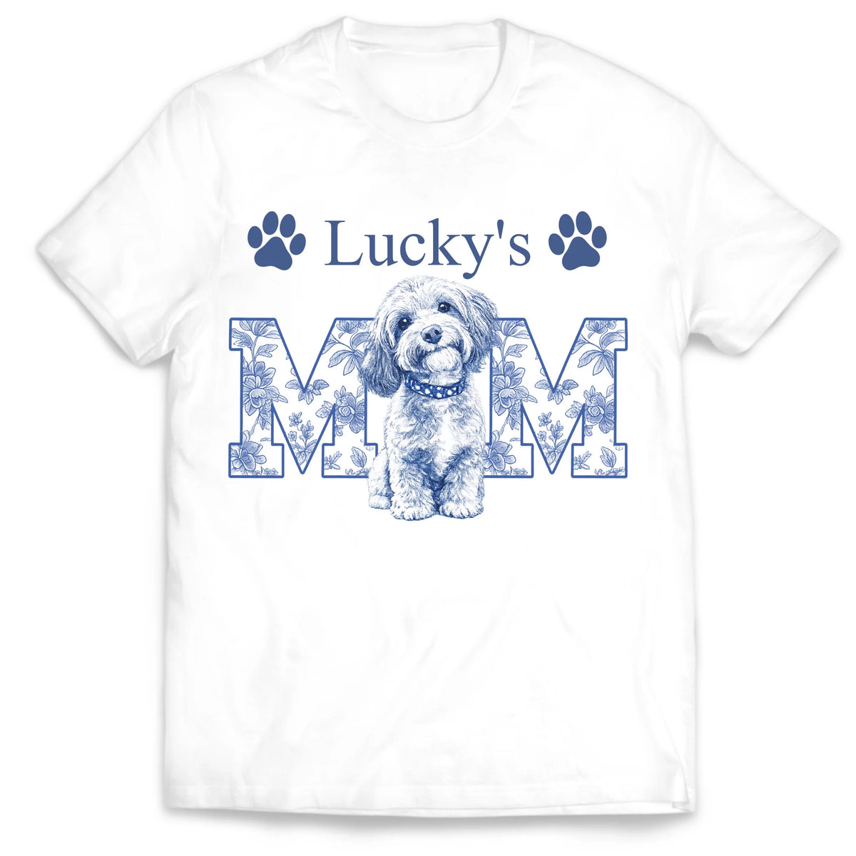 Vintage Toile De Jouy Dog Mom - Personalized Shirt, Custom Pet Art Gift, Puppy Mom T-Shirt