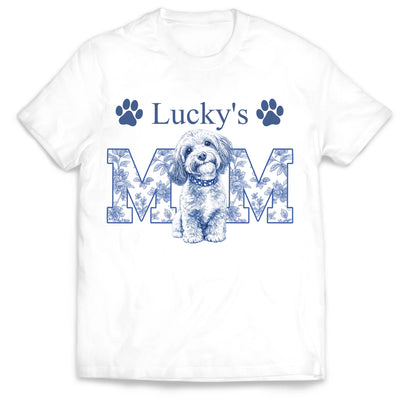 Vintage Toile De Jouy Dog Mom - Personalized Shirt, Custom Pet Art Gift, Puppy Mom T-Shirt