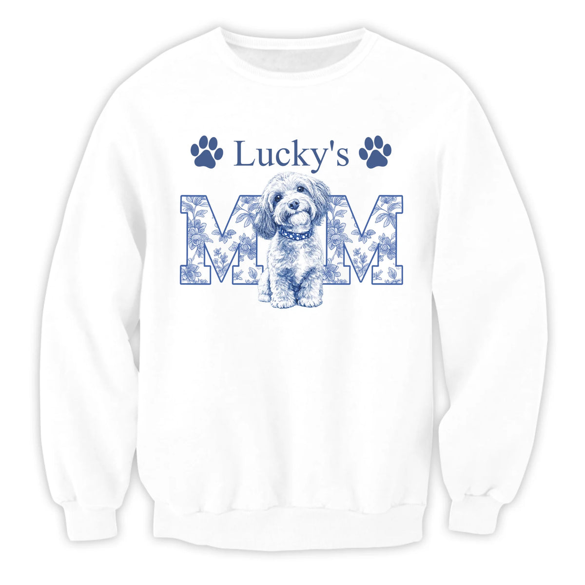 Vintage Toile De Jouy Dog Mom - Personalized Shirt, Custom Pet Art Gift, Puppy Mom T-Shirt
