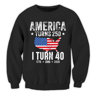 America Turns 250, I Turn Shirt, Matching 4th Of July Birthday Tee, Usa 250th Anniversary, Semiquincentennial Milestones