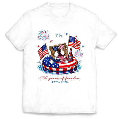 Patriotic Dogs 4th of July - Personalized Shirt Dog Breeds, Custom Available, USA Flag, Fireworks, USA 250 Shirt