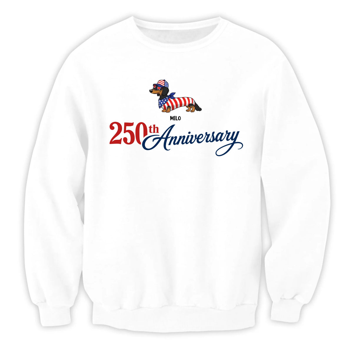 Patriotic Dachshund - Personalized T-Shirt, 4th of July Wiener Dog Tee, American Flag Doxie Graphic Shirt, Cute USA Puppy Shirt