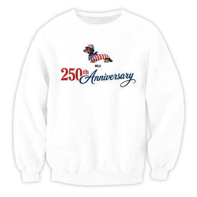 Patriotic Dachshund - Personalized T-Shirt, 4th of July Wiener Dog Tee, American Flag Doxie Graphic Shirt, Cute USA Puppy Shirt