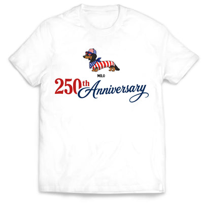 Patriotic Dachshund - Personalized T-Shirt, 4th of July Wiener Dog Tee, American Flag Doxie Graphic Shirt, Cute USA Puppy Shirt