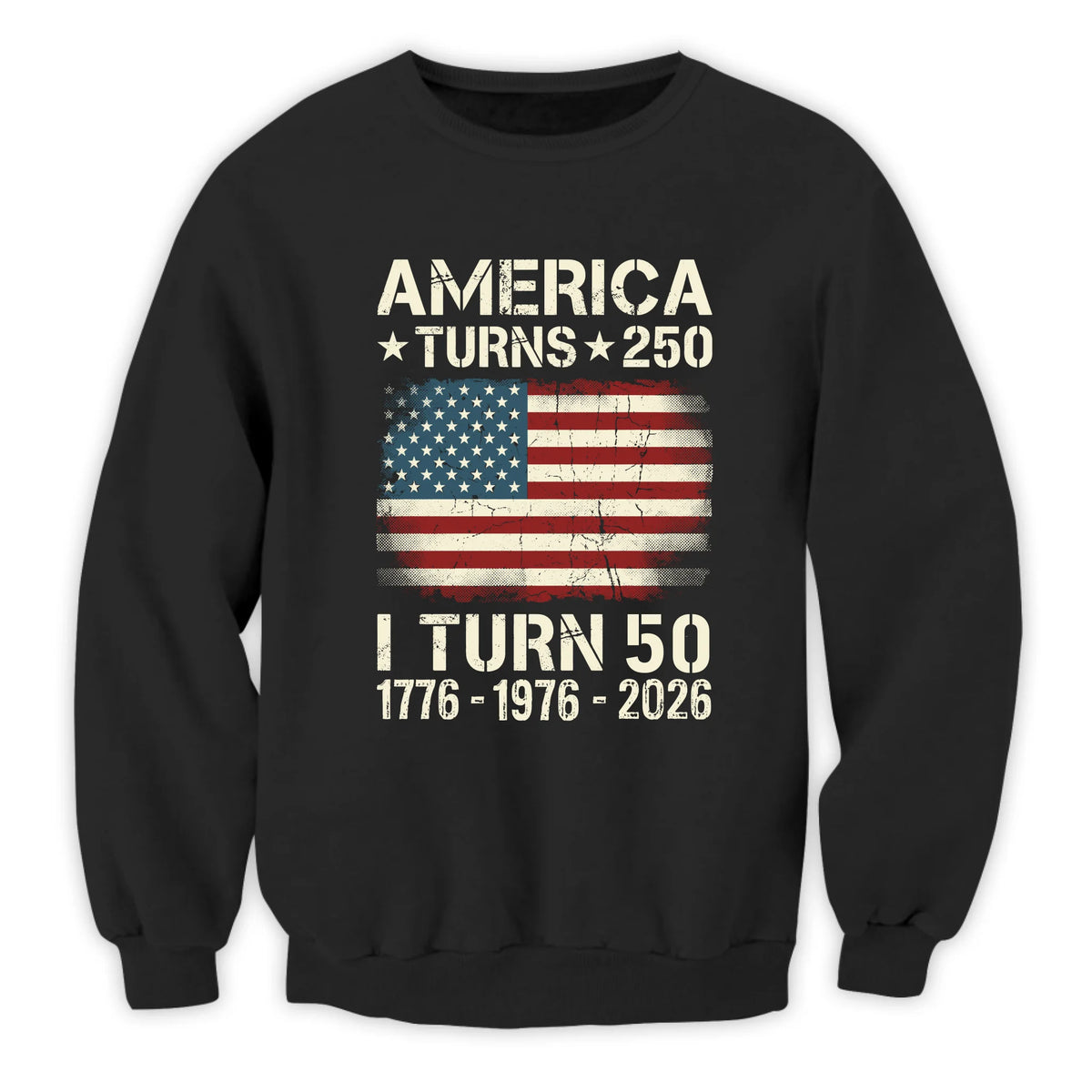 American Turns 250 I Turn 50 - Personalized T-Shirt, Birthday Patriotic USA 1776-2026 Shirt, 50th Milestone Birthday Gift For Men &amp; Women
