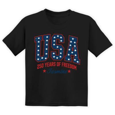 USA 250 Years of Freedom - Personalized T-shirt, Patriotic Mom 4th of July Shirt, America 250th Birthday 1776 2026 Patriotic Tee