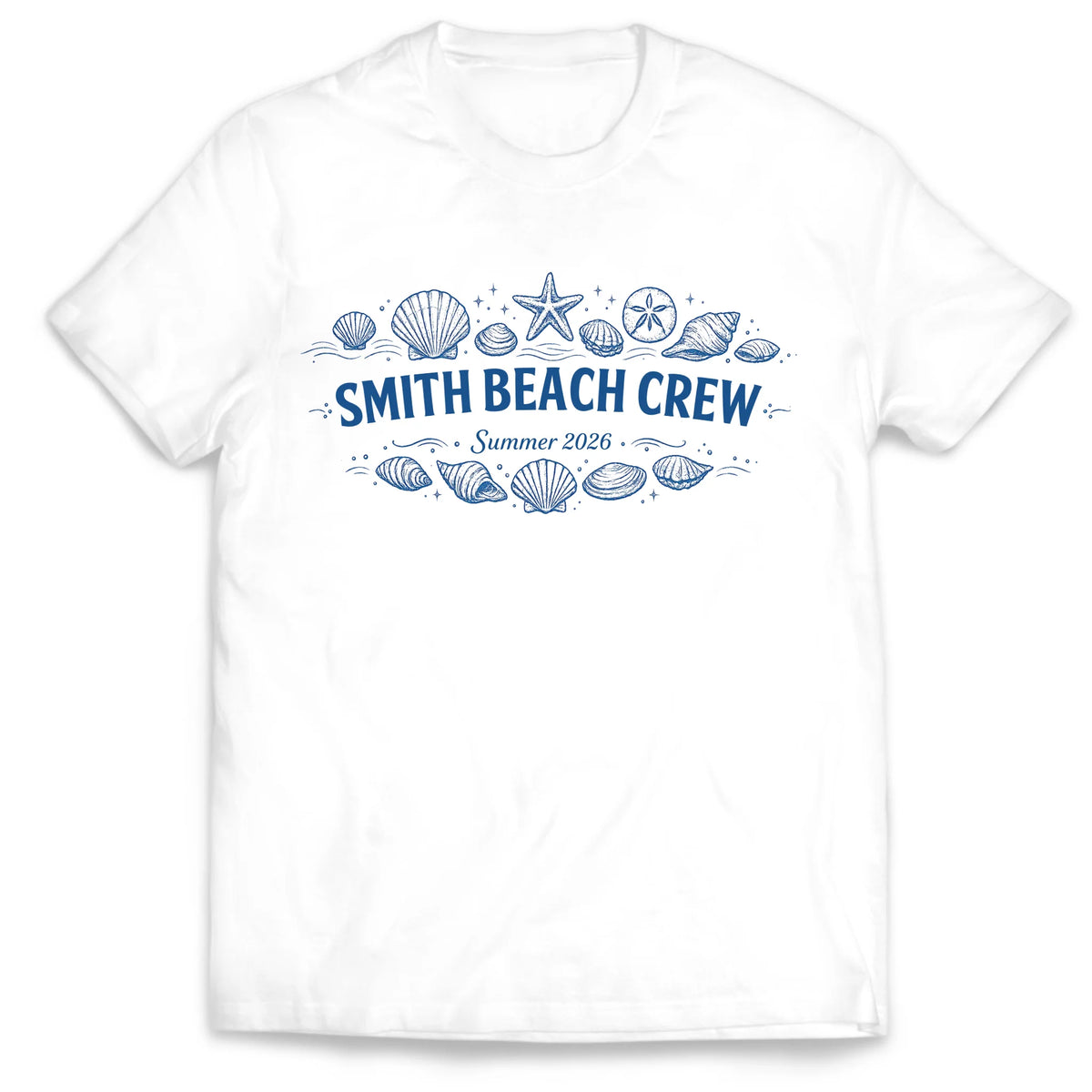 Family Beach Vacation - Personalized Shirt Family Name Summer Seashells Tee, Matching Family Shirts, Beach Crew Shirts, Summer Tees