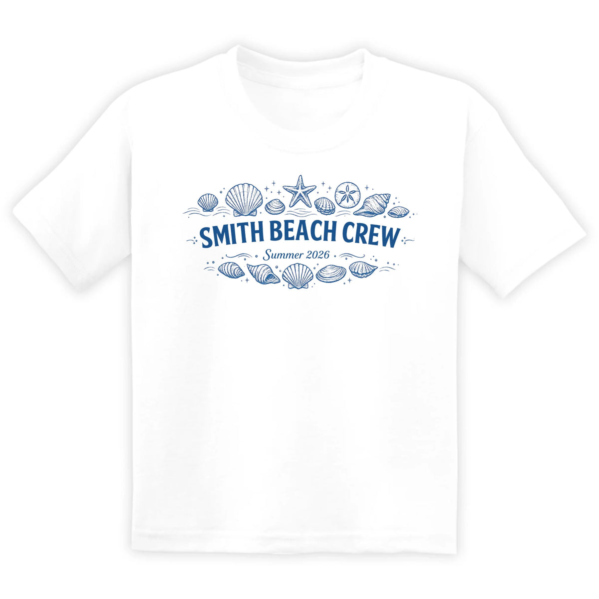 Family Beach Vacation - Personalized Shirt Family Name Summer Seashells Tee, Matching Family Shirts, Beach Crew Shirts, Summer Tees