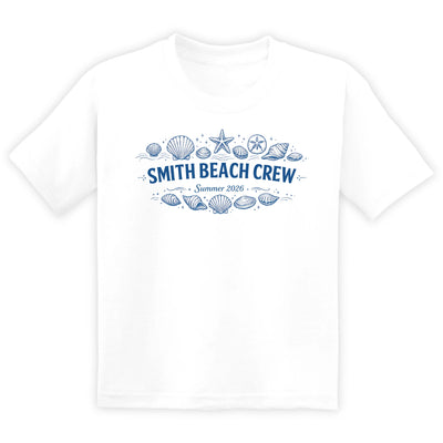 Family Beach Vacation - Personalized Shirt Family Name Summer Seashells Tee, Matching Family Shirts, Beach Crew Shirts, Summer Tees