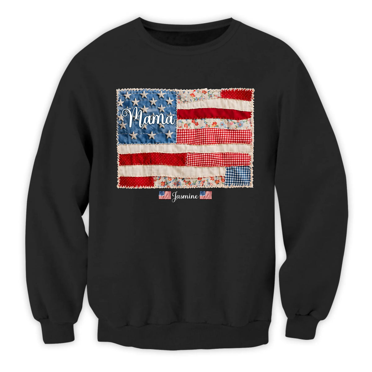 Stars, Stripes &amp; Grandkids - Personalized T-Shirt, Mimi Patchwork Flag Shirt, Custom Grandkids Names T-Shirt, Patriotic Grandma Fourth Of July Gift