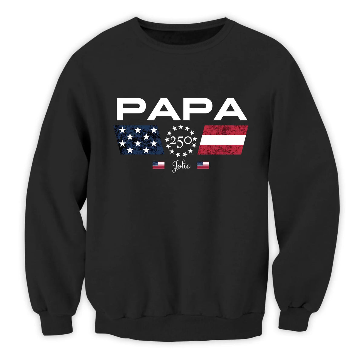 Papa 250 Years Of Freedom - Personalized T-Shirt, Custom Kids Names Sleeve, Patriotic Grandpa Family, U.S. 250th Anniversary 1776- 202