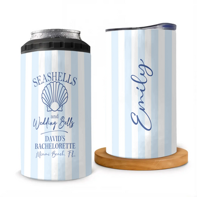 Last Toast On The Coast - Personalized Can Cooler, Coastal Bachelorette Or Birthday Gift