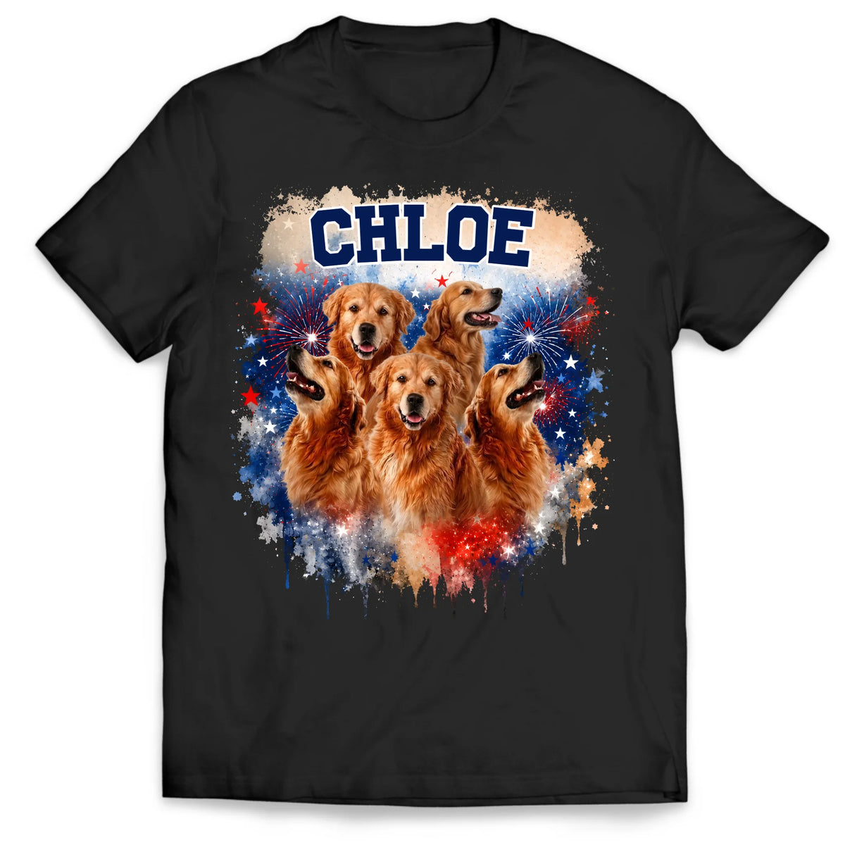 Red, White &amp; Woof - Personalized T-Shirt, 4th Of July Bootleg Pet Shirt Pet Photo &amp; Name Custom Dog Photo, Gfft For Pet Lovers