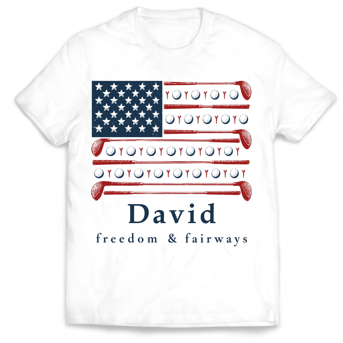 Patriotic Golf - Personalized T-shirt, American Flag Shirt, 4th of July Golf Tee, America 250 Shirt, Funny Golf Cart Shirt