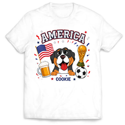 Dog USA Soccer - Personalized Shirt, Retro Team, Graphic T-shirt, Vintage United States Football Tee, American Soccer Fan Shirt.