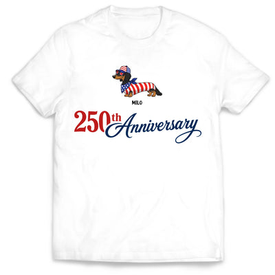 Patriotic Dachshund - Personalized T-Shirt, 4th of July Wiener Dog Tee, American Flag Doxie Graphic Shirt, Cute USA Puppy Shirt