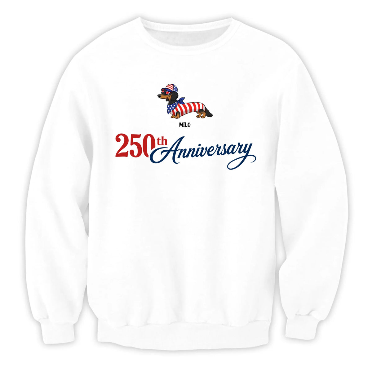 Patriotic Dachshund - Personalized T-Shirt, 4th of July Wiener Dog Tee, American Flag Doxie Graphic Shirt, Cute USA Puppy Shirt