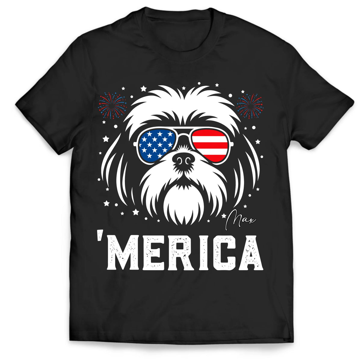 Dog 'Merica - Personalized T-Shirt, 4th Of July Dog Gift