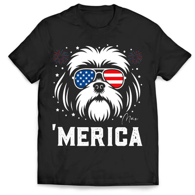 Dog 'Merica - Personalized T-Shirt, 4th Of July Dog Gift