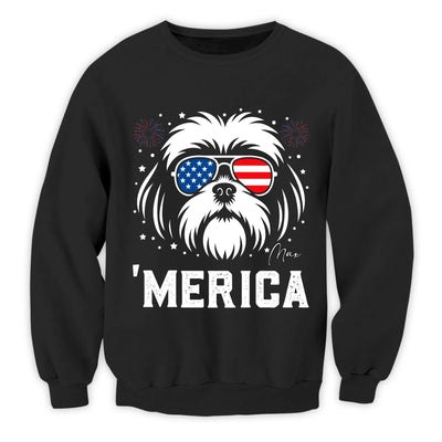 Dog 'Merica - Personalized T-Shirt, 4th Of July Dog Gift